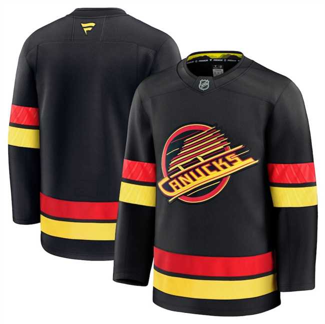 Mens Vancouver Canucks Custom Black 2024-25 Alternate Stitched Hockey Jersey